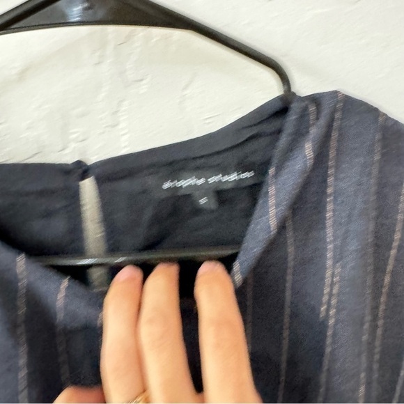 Etophe Studio Navy Blue Flutter Ruffle Wrap Mini Dress Cotton Size Small - Picture 6 of 12